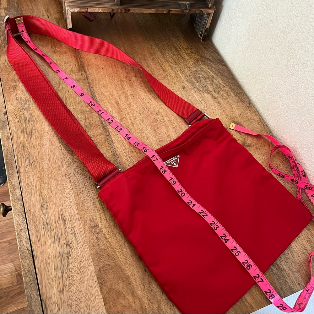 PRADA Tessuto Nylon Shoulder Bag Red Triangle Logo Plate Crossbody - Picture 11 of 16
